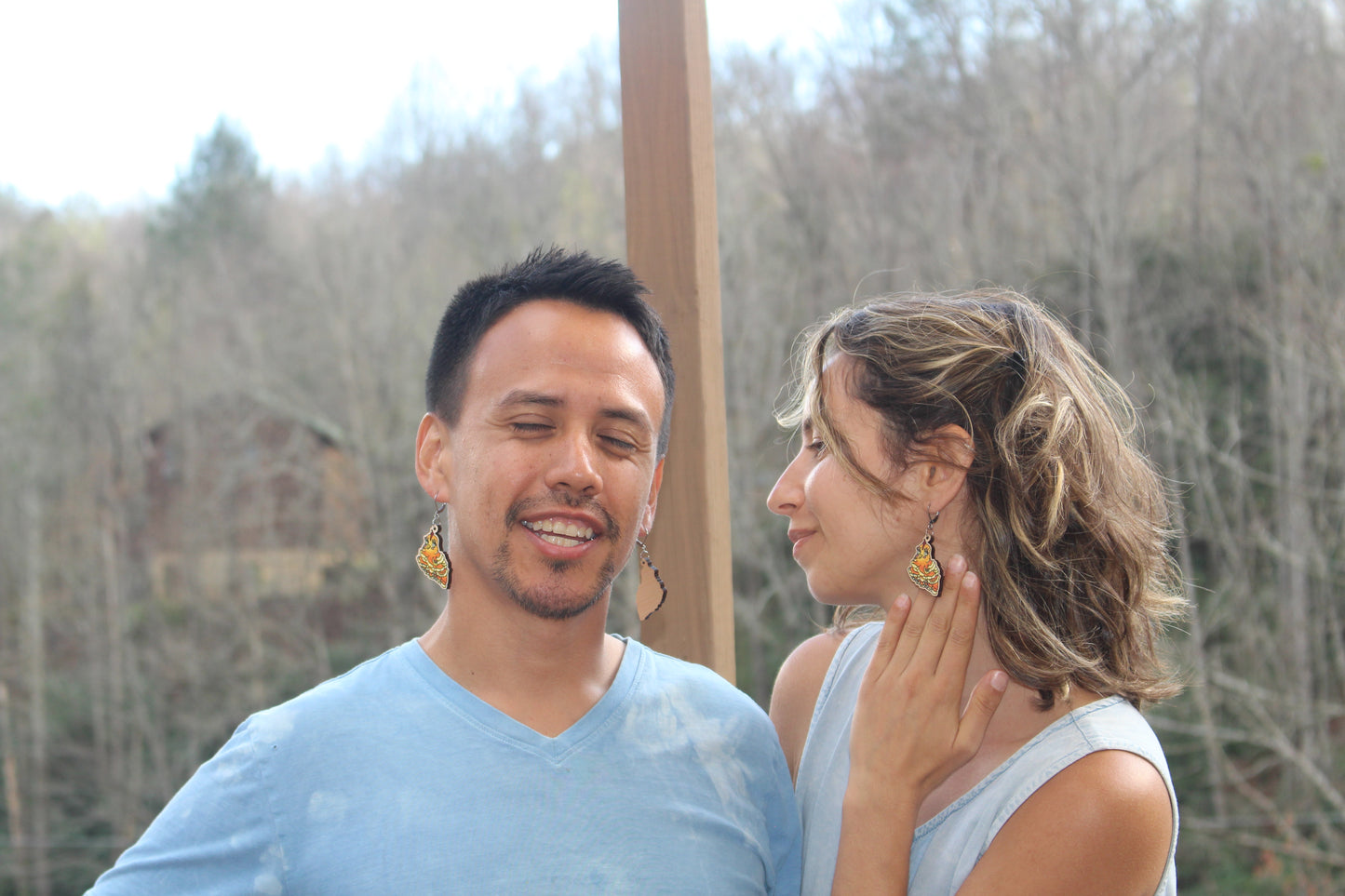 Chicken of the Woods Wooden Earrings