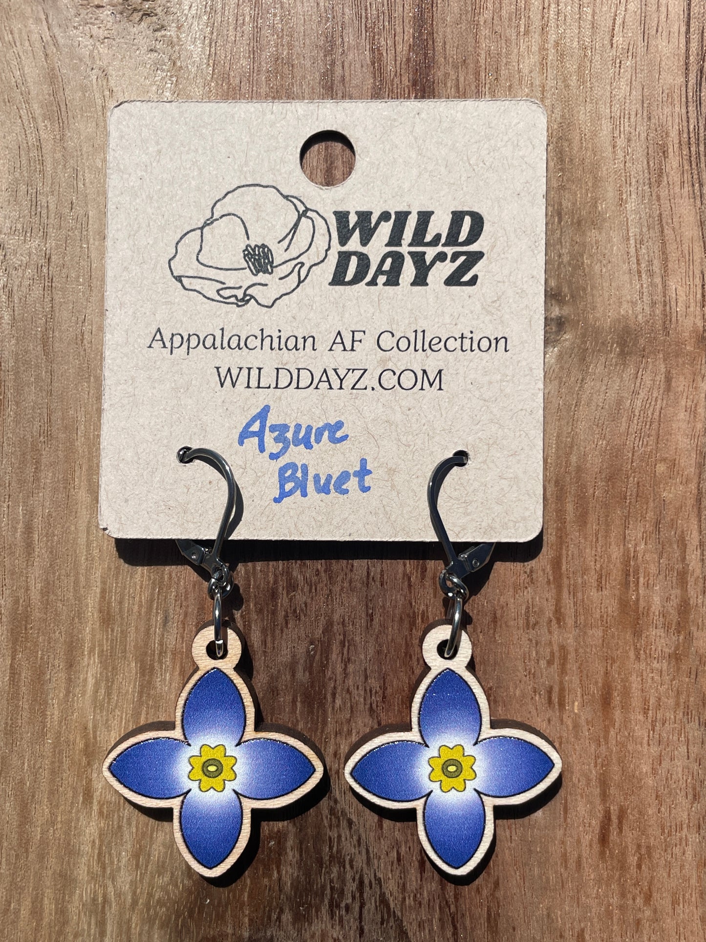 Azure Bluet Wooden Earrings