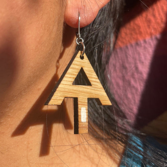 Handpainted Appalachian Trail White Blaze Wooden Earrings