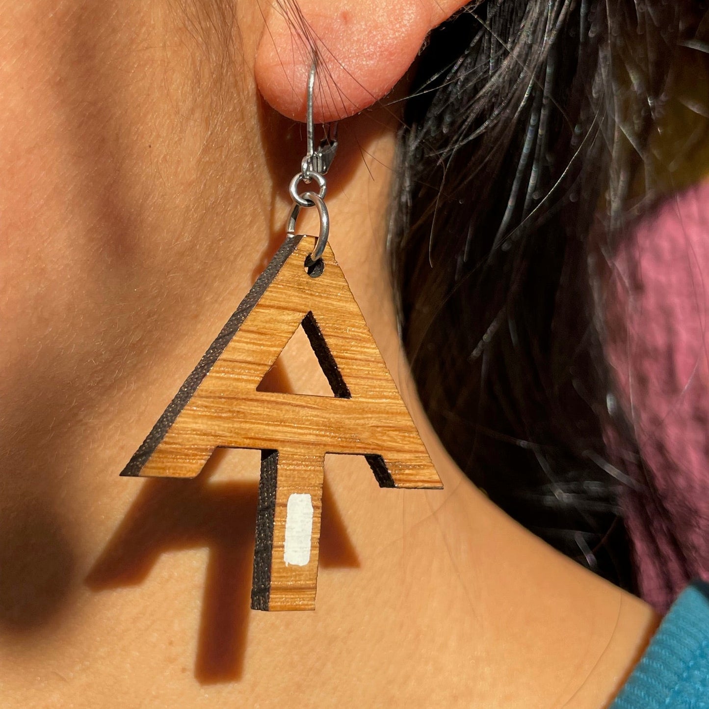 Handpainted Appalachian Trail White Blaze Wooden Earrings