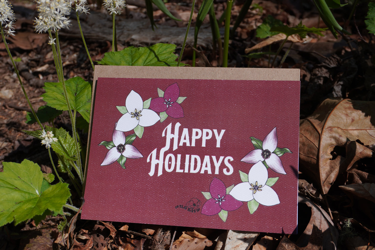 Classy Trilliums 'Happy Holidays' Greeting Card