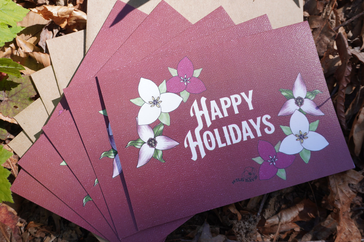 Classy Trilliums 'Happy Holidays' Greeting Card