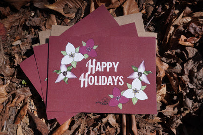 Classy Trilliums 'Happy Holidays' Greeting Card