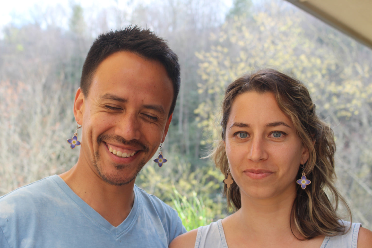 Azure Bluet Wooden Earrings