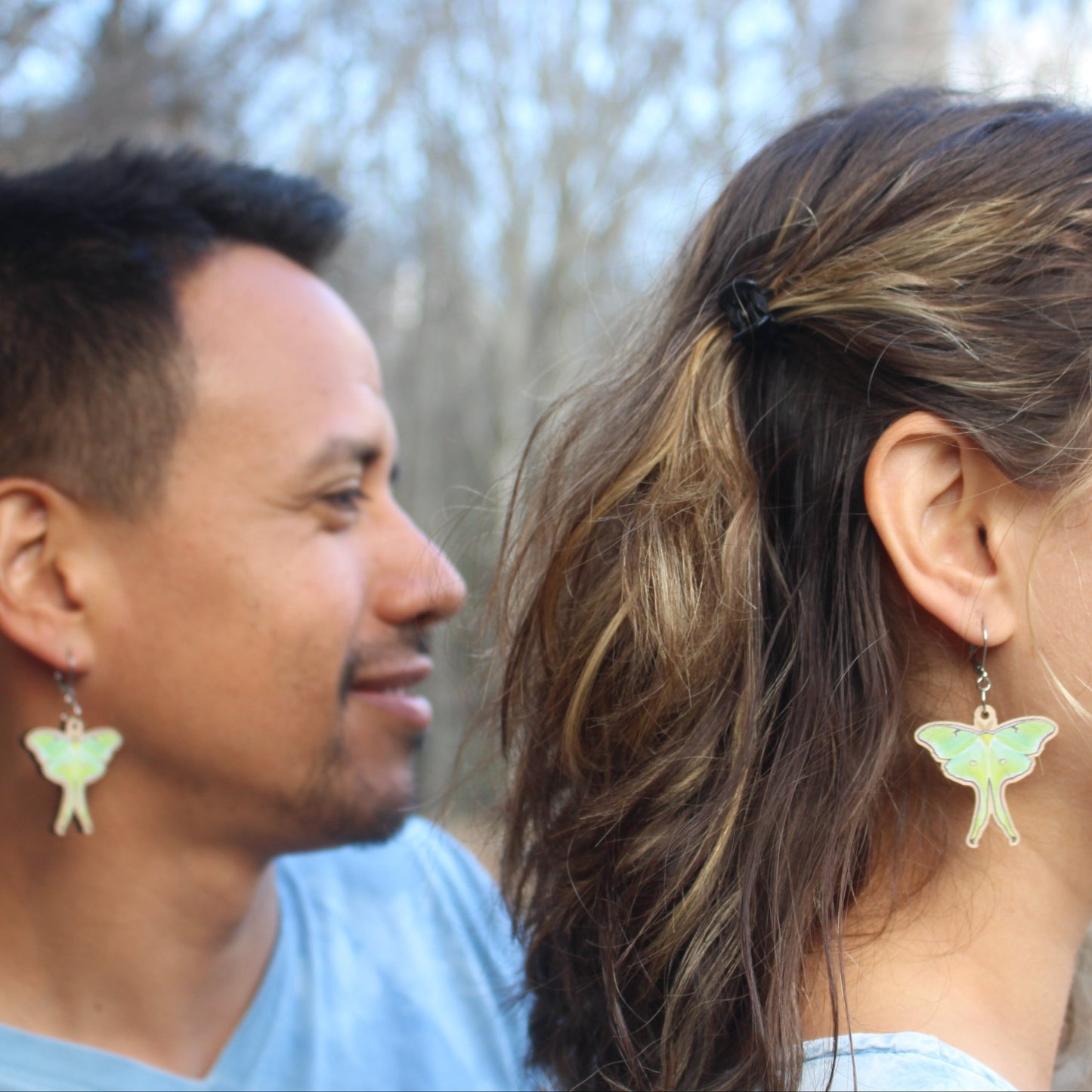 Luna Moth Wooden Earrings