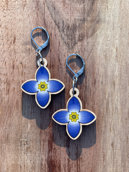Azure Bluet Wooden Earrings