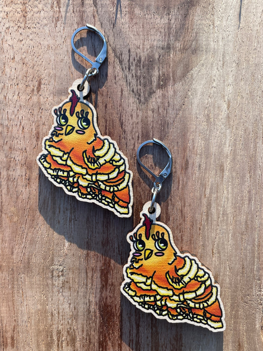 Chicken of the Woods Wooden Earrings