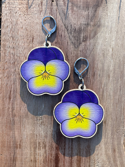 Pansy Wooden Earrings in Large