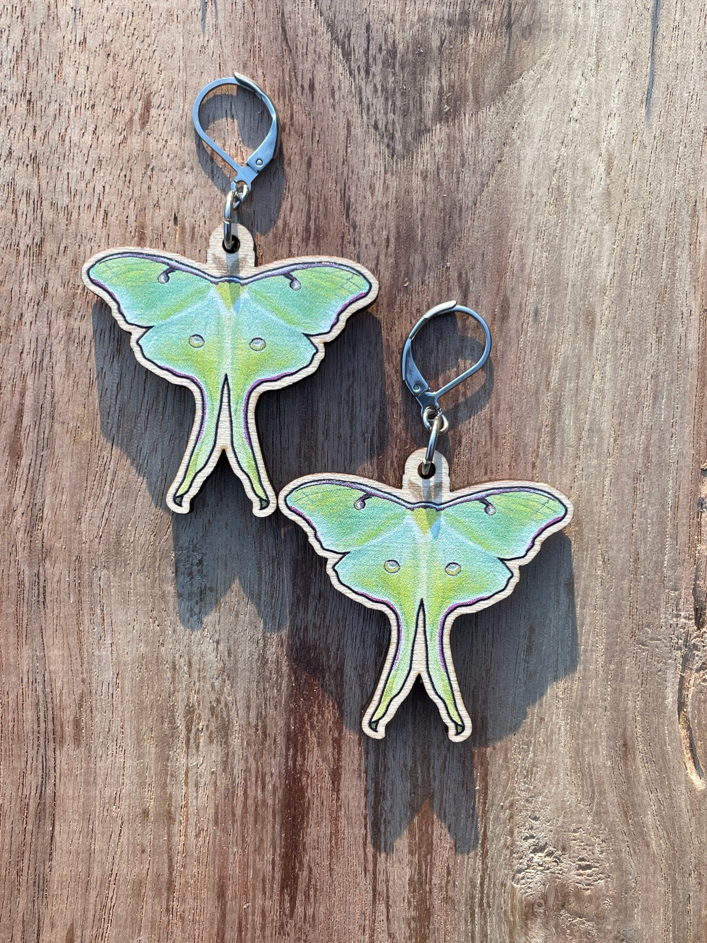 Luna Moth Wooden Earrings