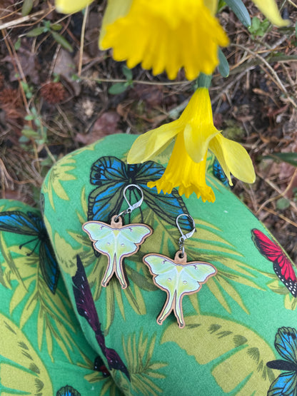 Luna Moth Wooden Earrings