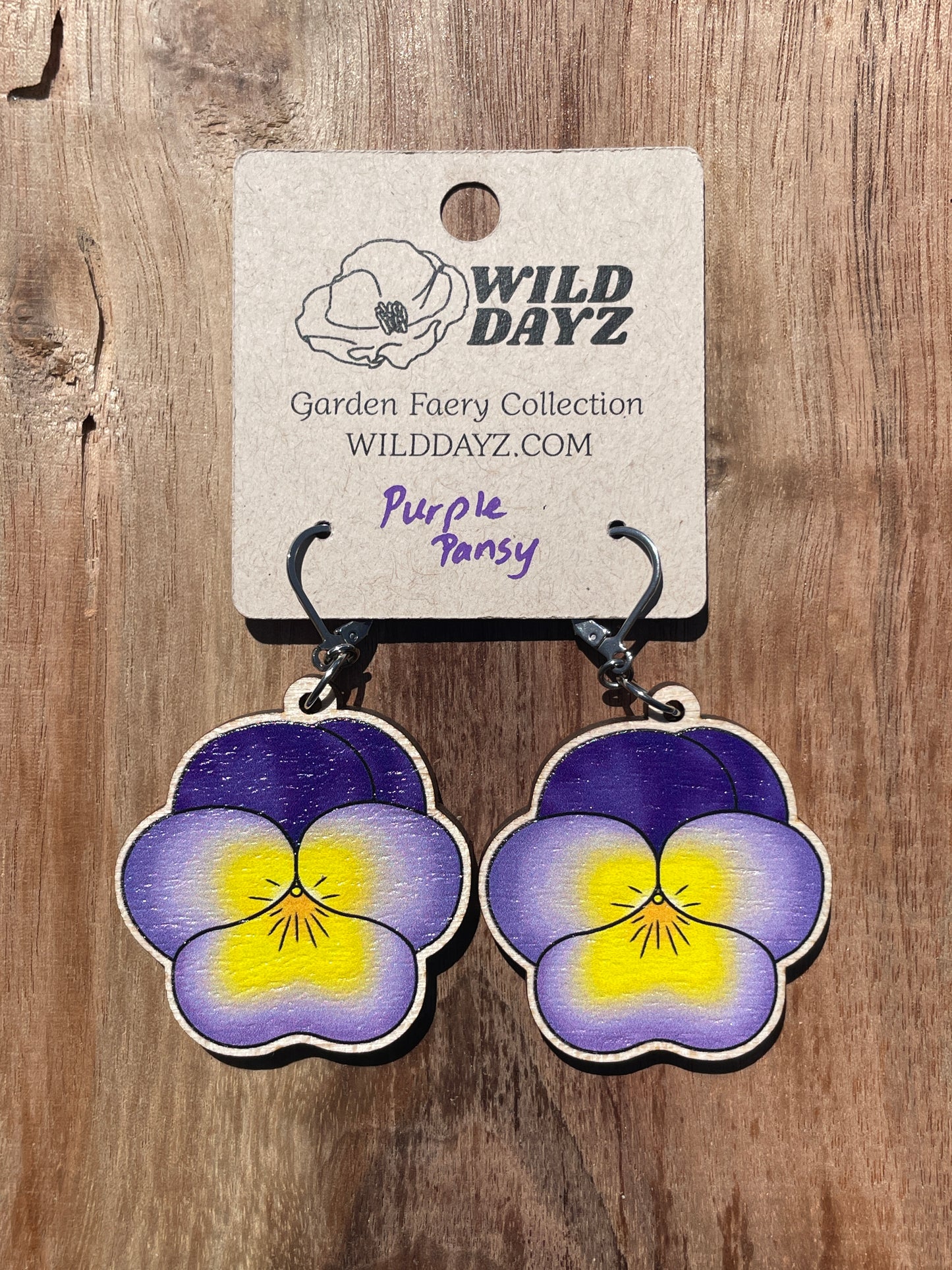Pansy Wooden Earrings in Large