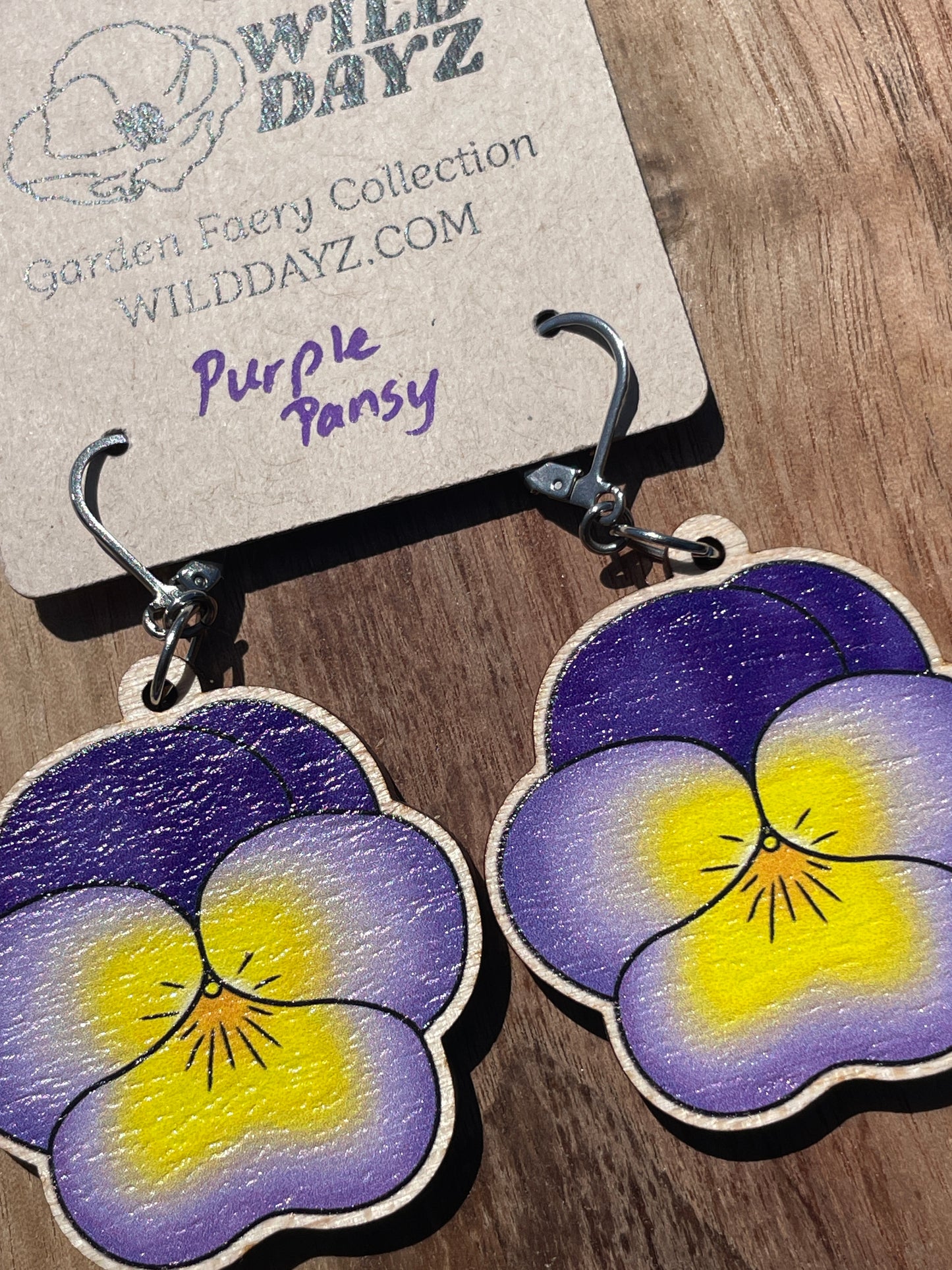 Pansy Wooden Earrings in Large