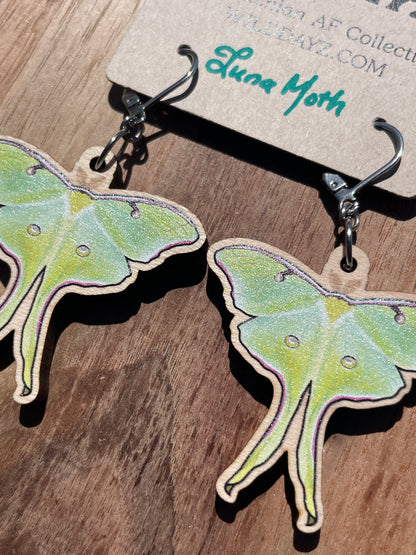 Luna Moth Wooden Earrings