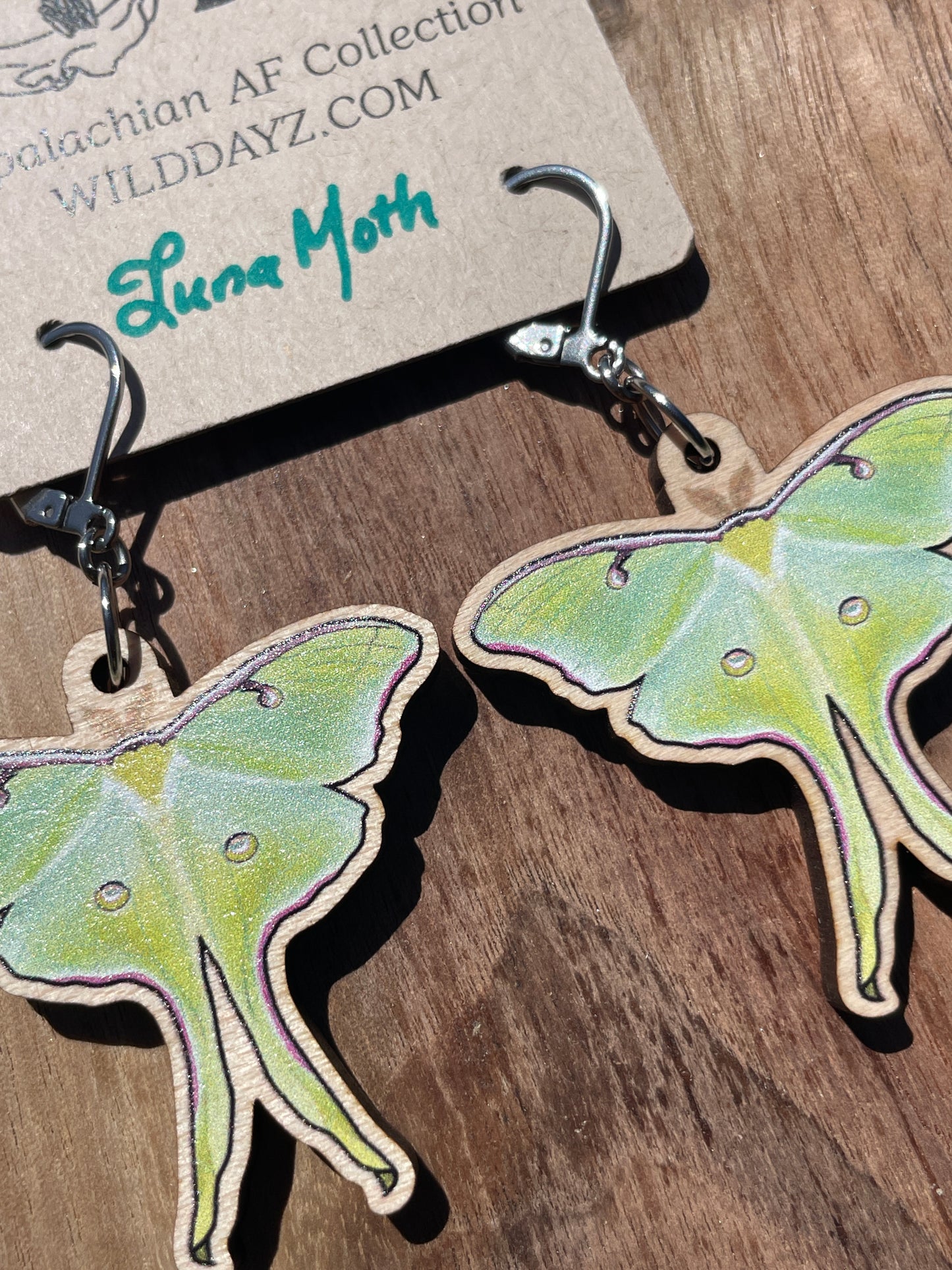 Luna Moth Wooden Earrings