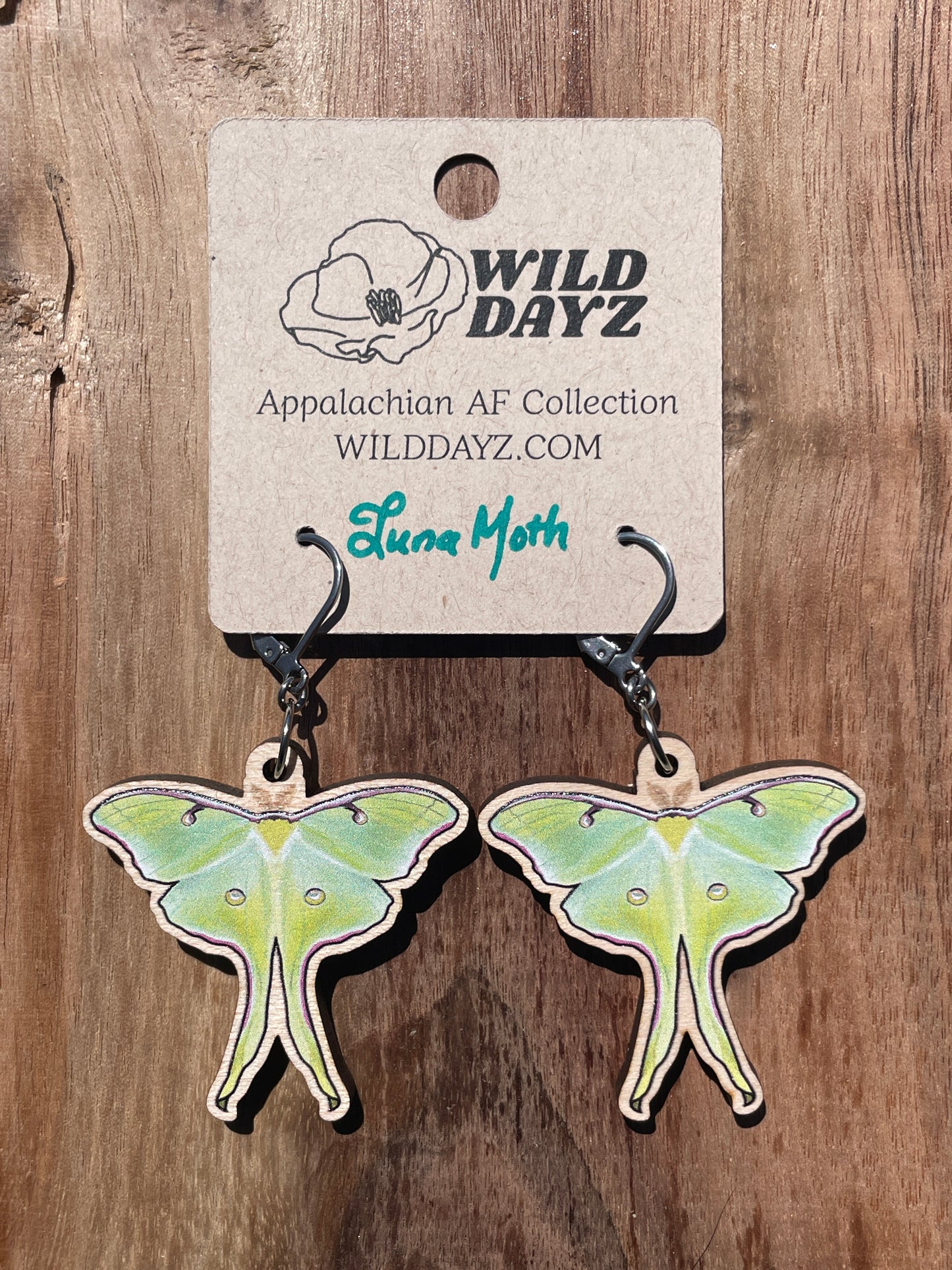 Luna Moth Wooden Earrings