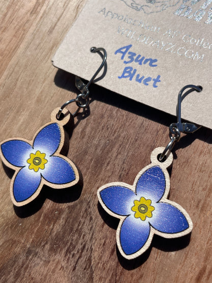 Azure Bluet Wooden Earrings