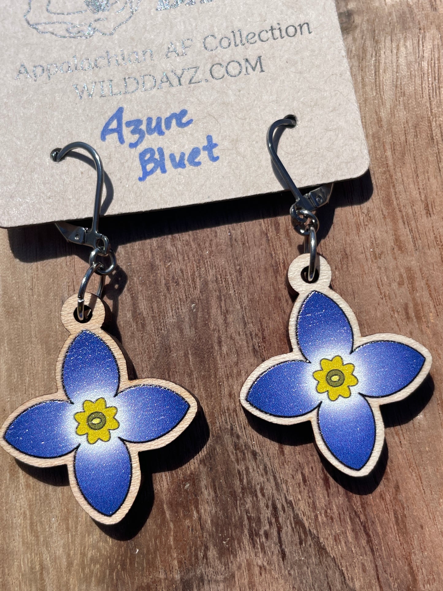 Azure Bluet Wooden Earrings