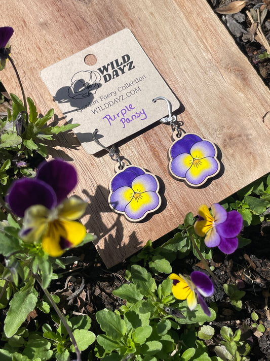 Pansy Wooden Earrings in Small