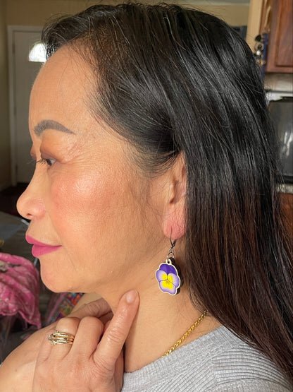 Pansy Wooden Earrings in Small