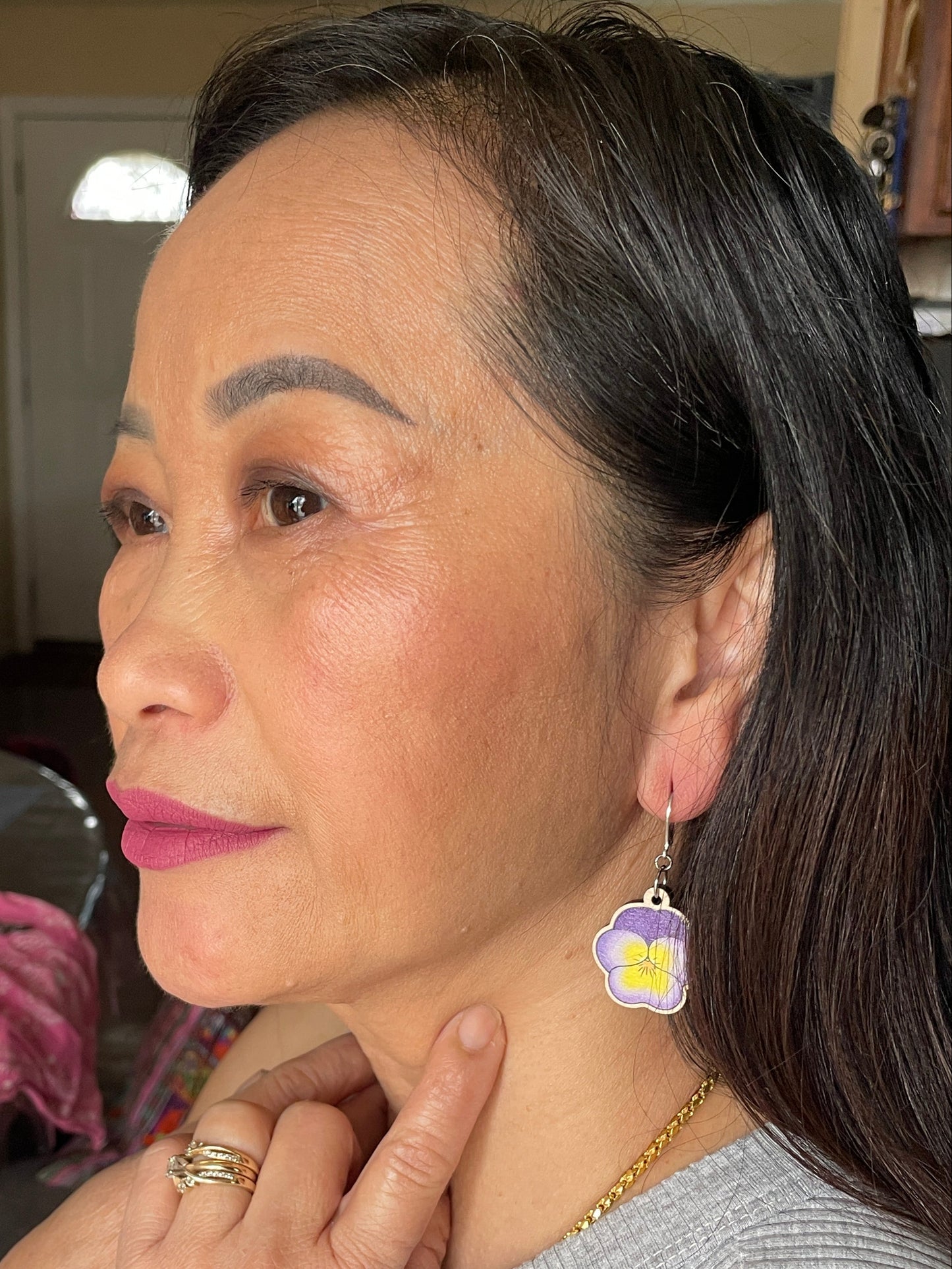 Pansy Wooden Earrings in Small