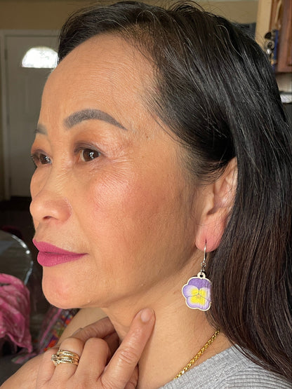 Pansy Wooden Earrings in Small