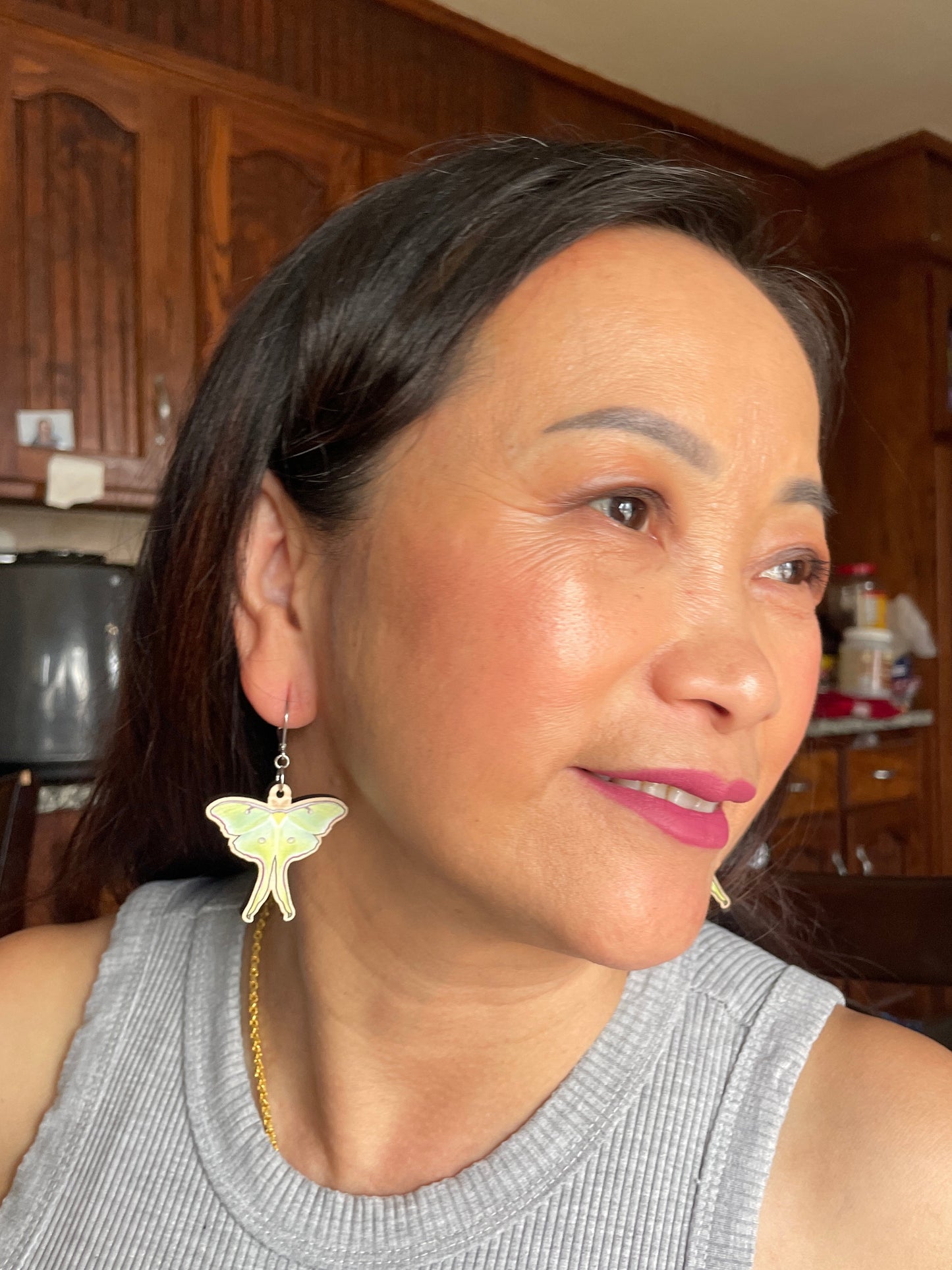Luna Moth Wooden Earrings