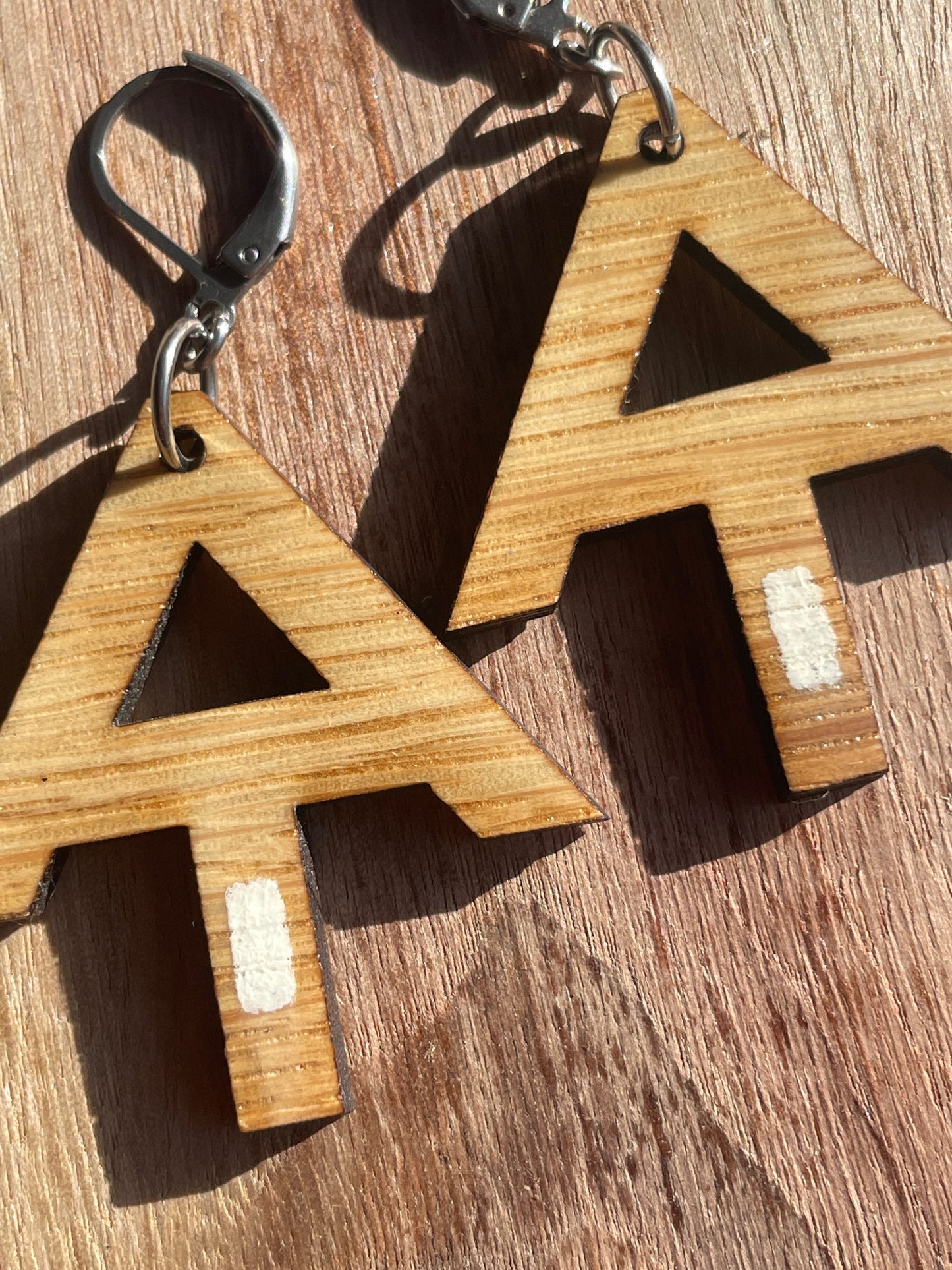 Handpainted Appalachian Trail White Blaze Wooden Earrings