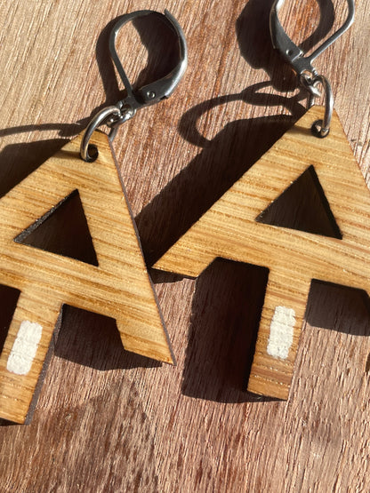 Handpainted Appalachian Trail White Blaze Wooden Earrings