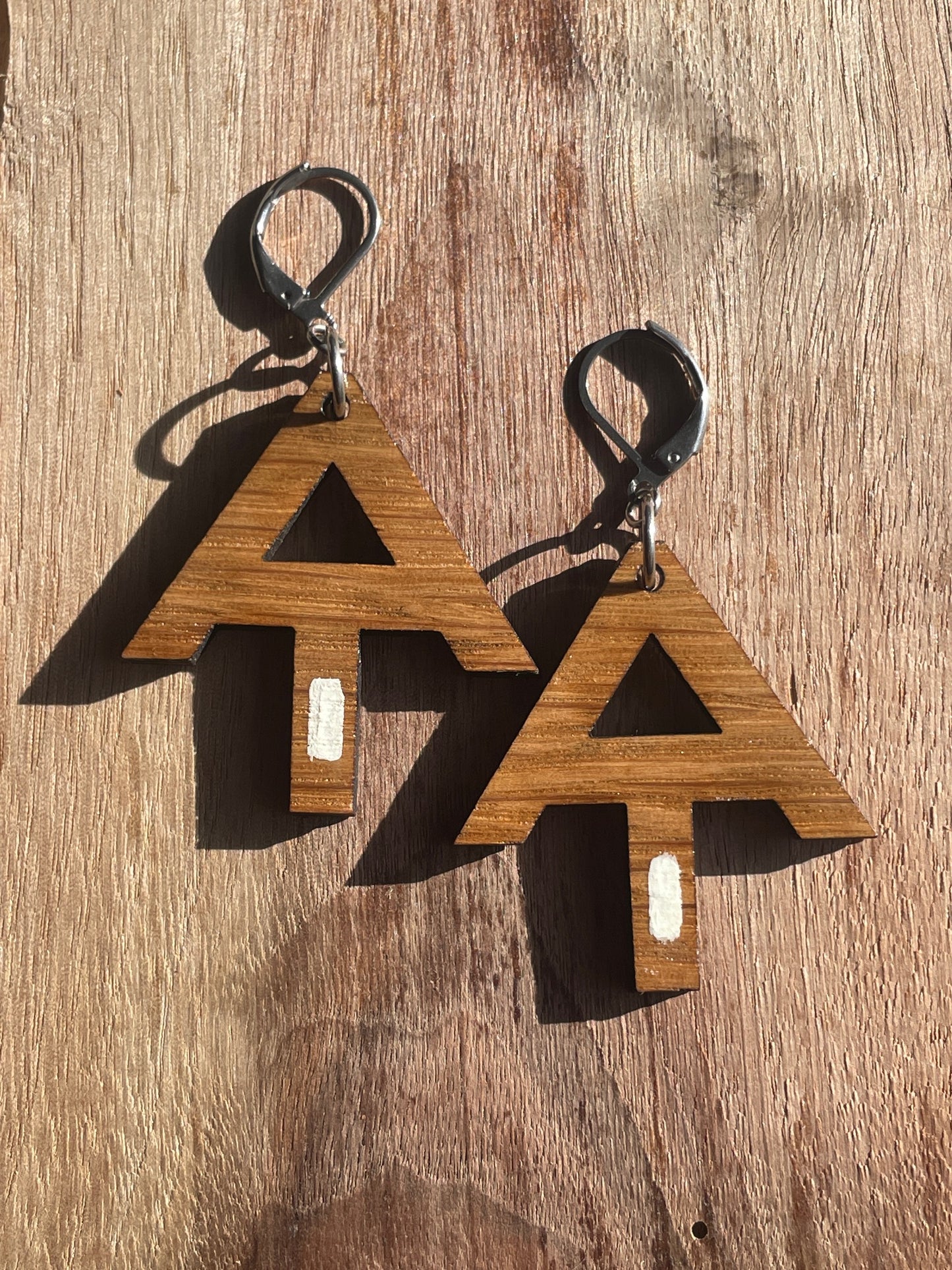 Handpainted Appalachian Trail White Blaze Wooden Earrings