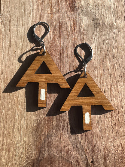 Handpainted Appalachian Trail White Blaze Wooden Earrings