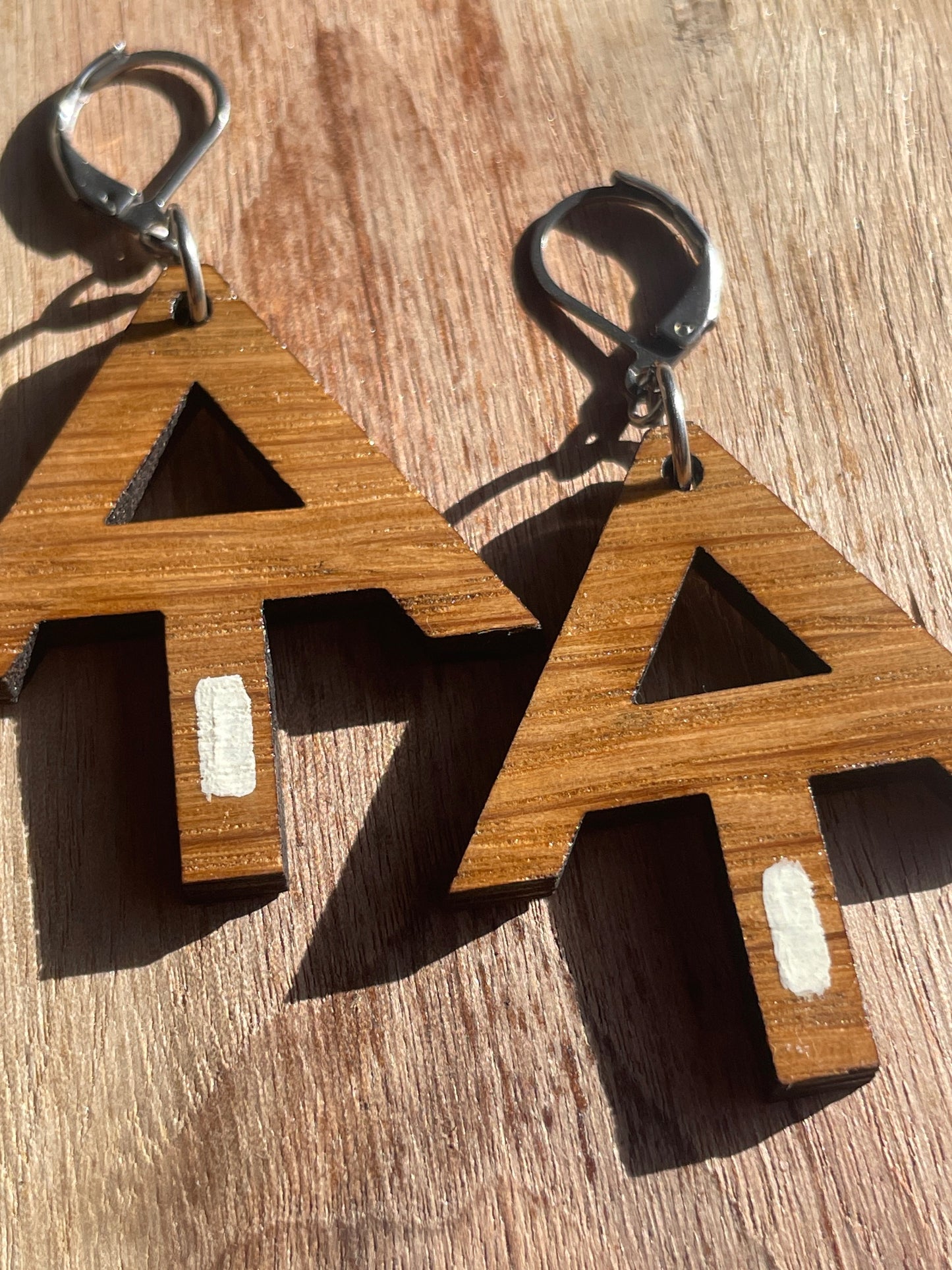 Handpainted Appalachian Trail White Blaze Wooden Earrings
