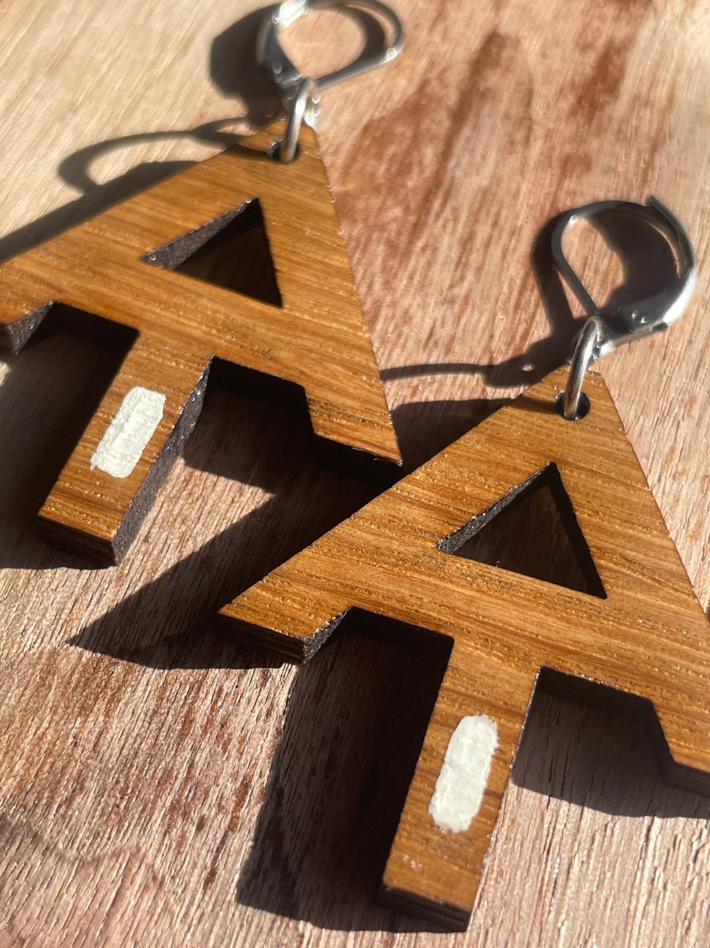 Handpainted Appalachian Trail White Blaze Wooden Earrings