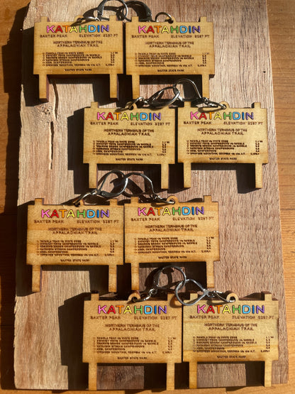 Handmade AT Rainbow Katahdin Sign Wooden Earrings