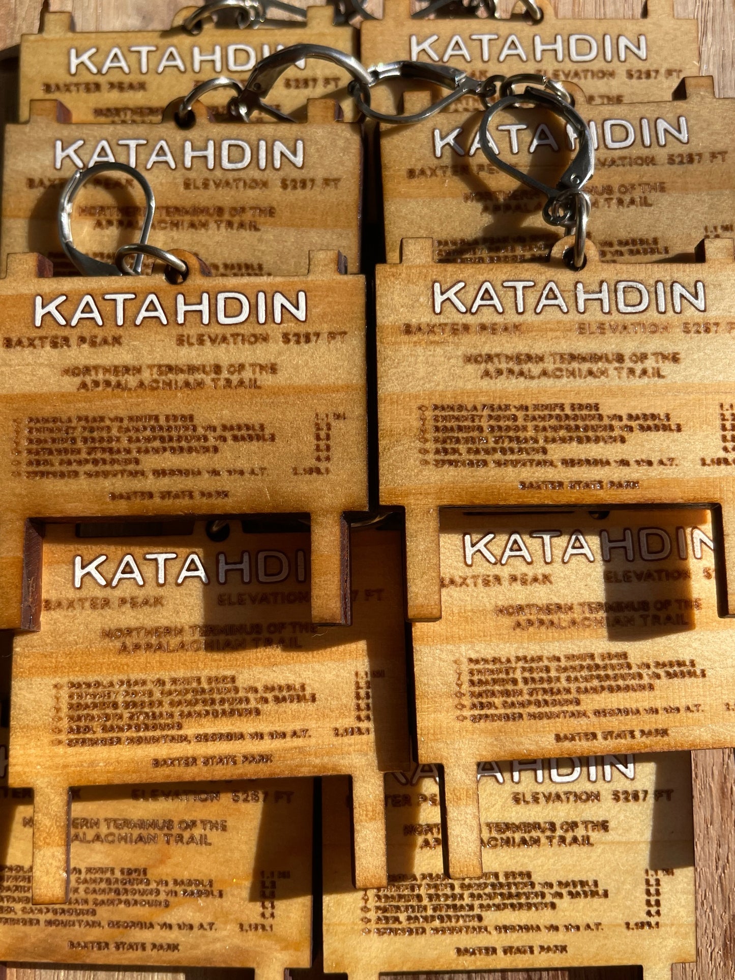 Handmade AT Katahdin Sign Wooden Earrings