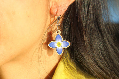 Azure Bluet Wooden Earrings