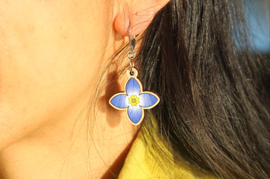 Azure Bluet Wooden Earrings