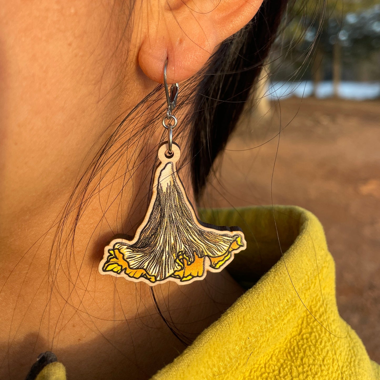 Chanterelle Wooden Earrings