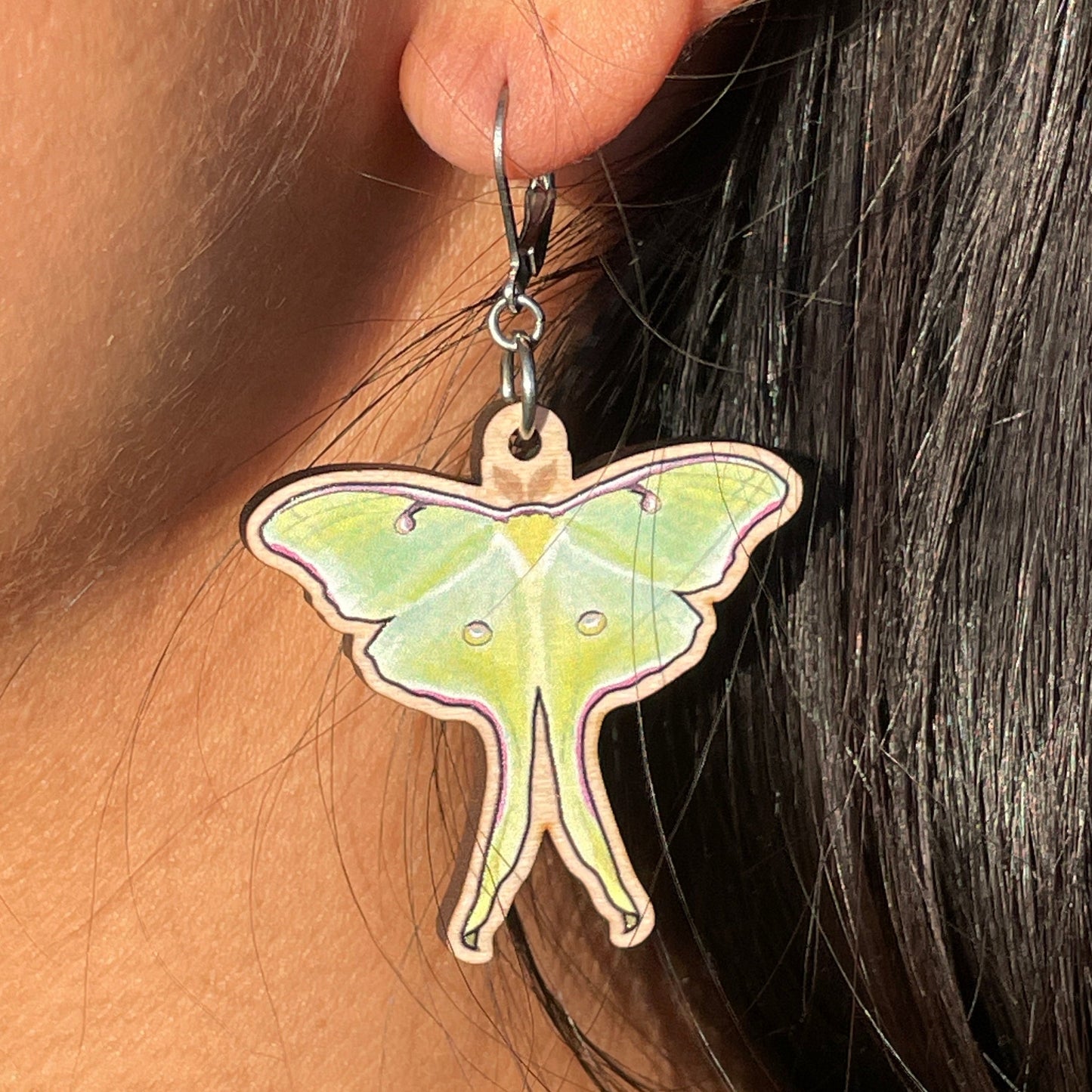 Luna Moth Wooden Earrings