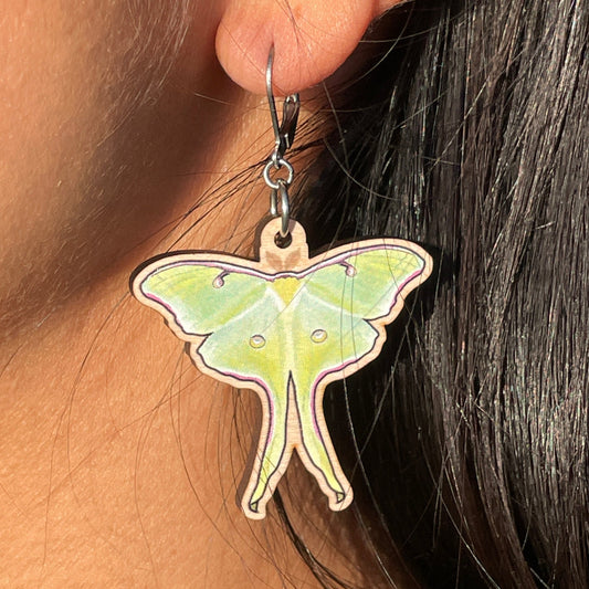 Luna Moth Wooden Earrings