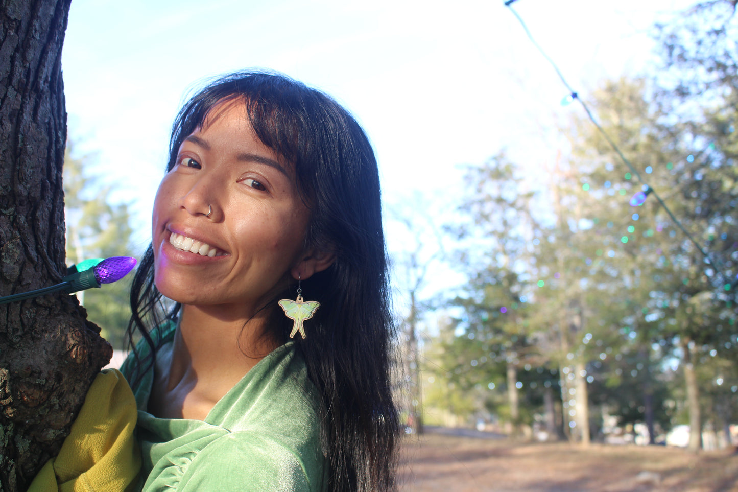 Luna Moth Wooden Earrings