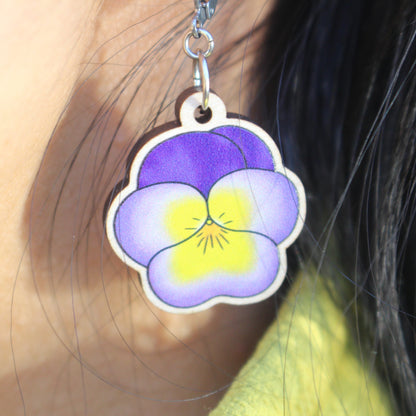 Pansy Wooden Earrings in Small