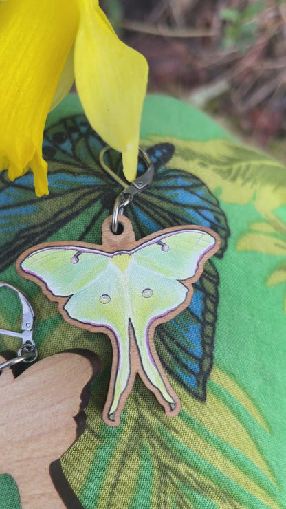 Luna Moth Wooden Earrings