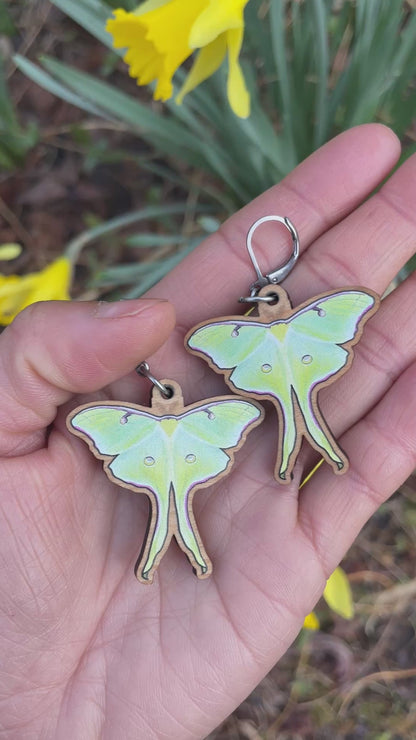 Luna Moth Wooden Earrings