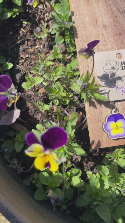 Pansy Wooden Earrings in Small