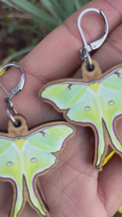 Luna Moth Wooden Earrings